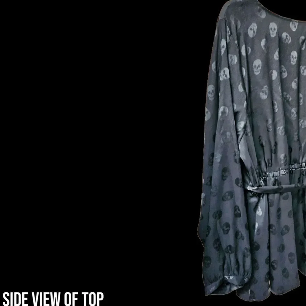 TORRID Plus Size Black Skull Jacquard Surplice Top - Picture 6 of 16